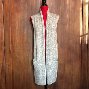 Gray Wool Blend Sleeveless Open Duster Vest M